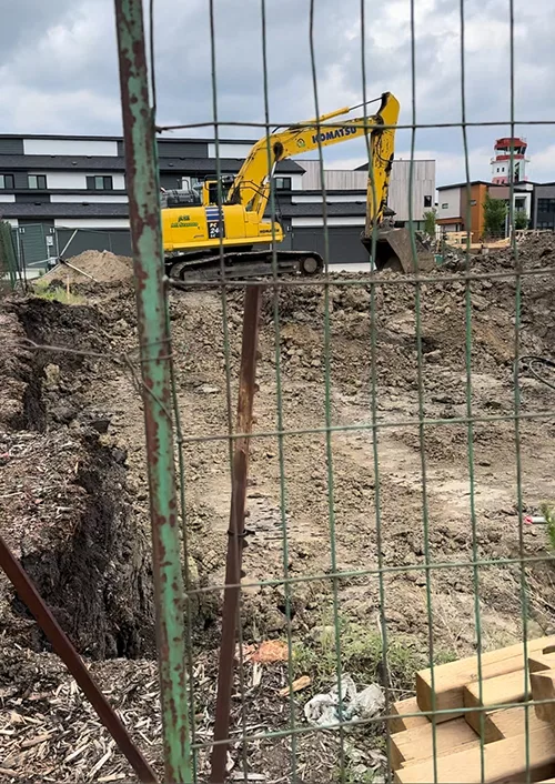 Digging equipment at a build site