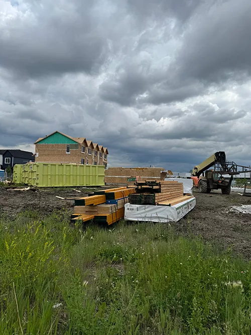 Framing materials at build site