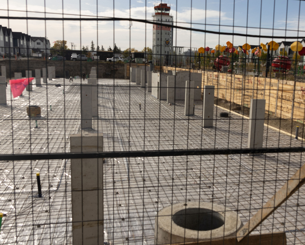 Concrete pillars in apartment building site